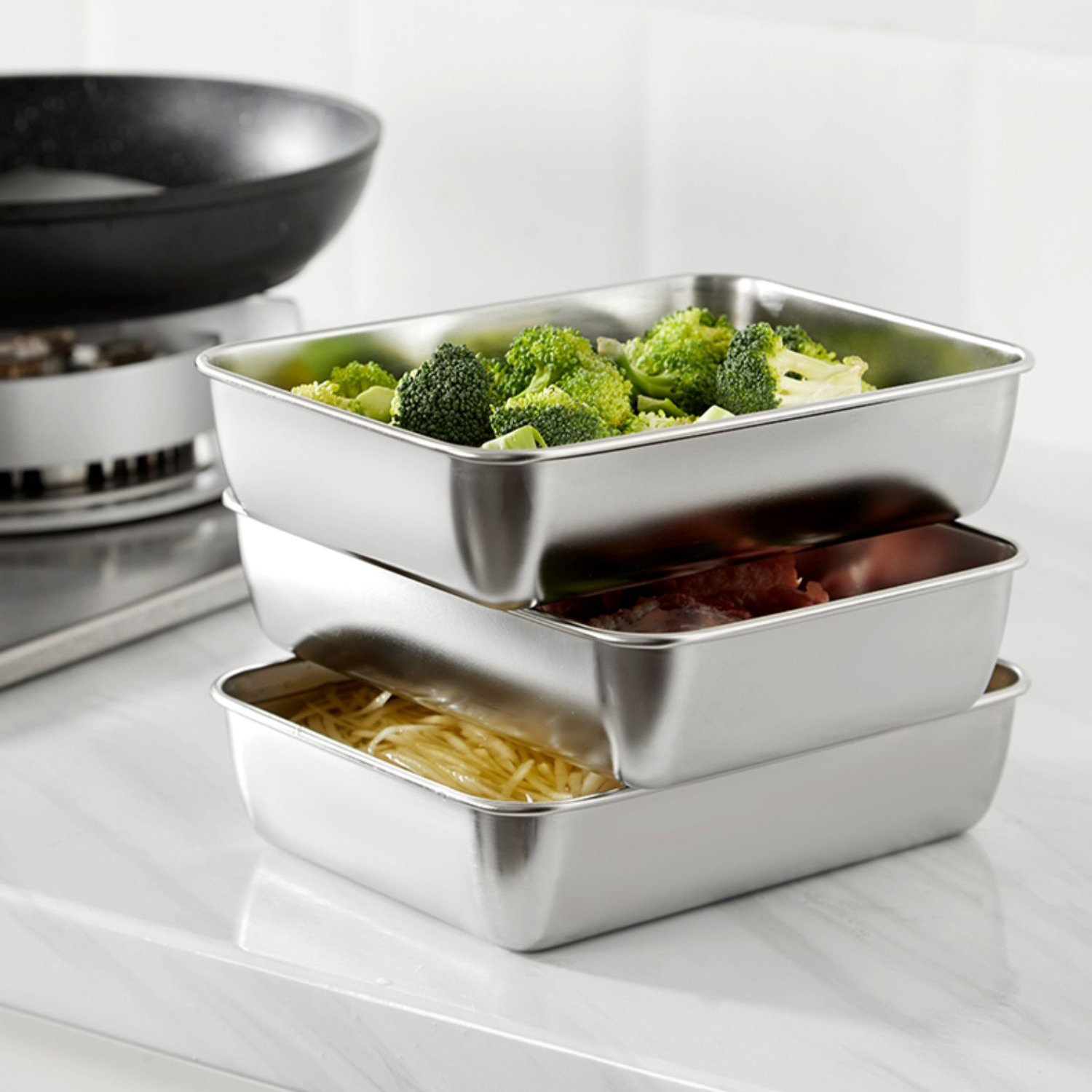 62oz 2000ml Kitchen Meat Storage Kimchi Container Stainless Steel Food Storage Containers with Lids