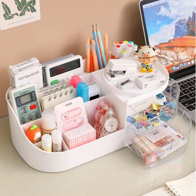 Desk Makeup Organizer with Drawers Large Capacity Countertop Dresser Cosmetic Organizer for Vanity Bathroom Bedroom Storage