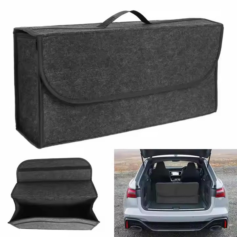Car Storage Bag Trunk Organizer Box Felt Cloth Storage Box Cargo Container Bags Multi-pocket Tidying Bags Car Accessories