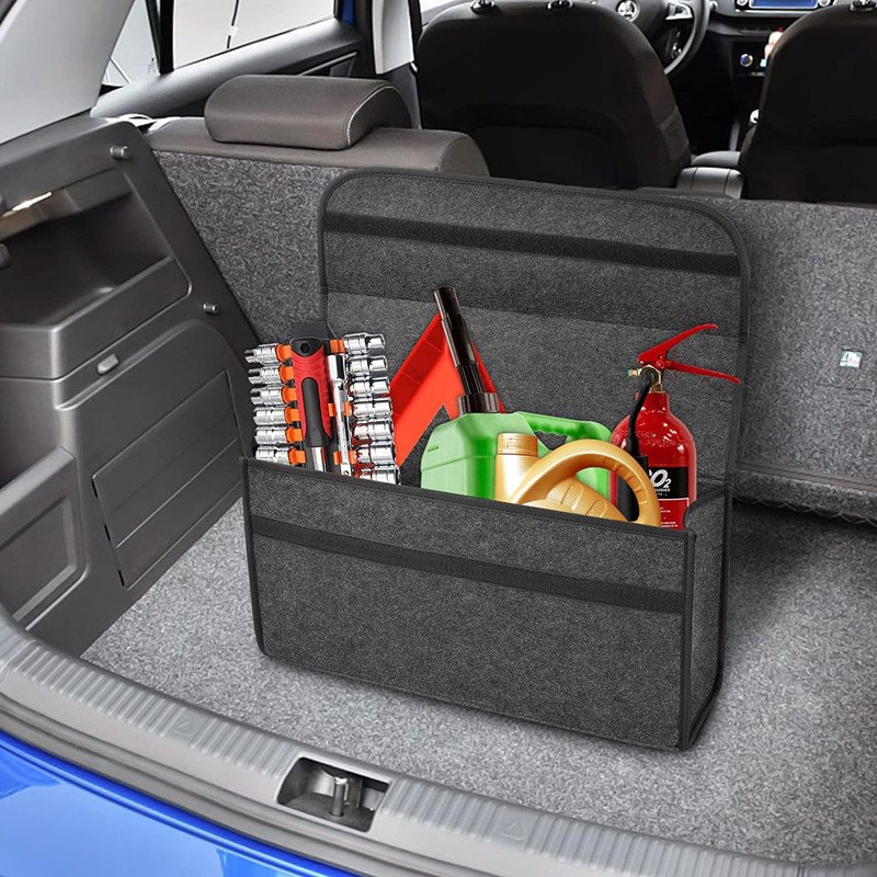 Car Storage Bag Trunk Organizer Box Felt Cloth Storage Box Cargo Container Bags Multi-pocket Tidying Bags Car Accessories