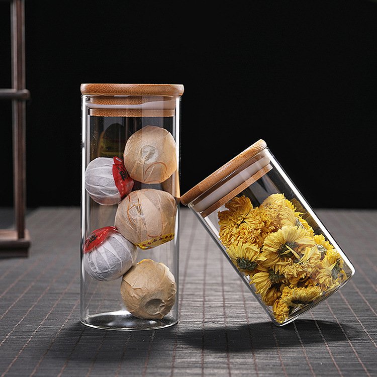 Wholesale High Quality Borosilicate Glass Storage Bottles Jars Food Storage Glass Tanks Airtight Glass Container With Bamboo Lid
