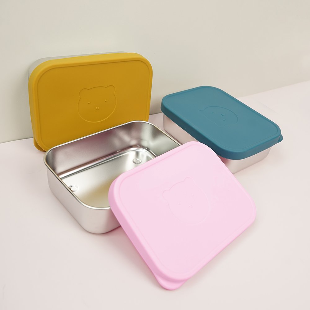 Wholesale 304 Stainless Steel Lunch Box Free Bpa Silicone Lid Eco-Friendly Kids Dishwasher Bento Box Storage
