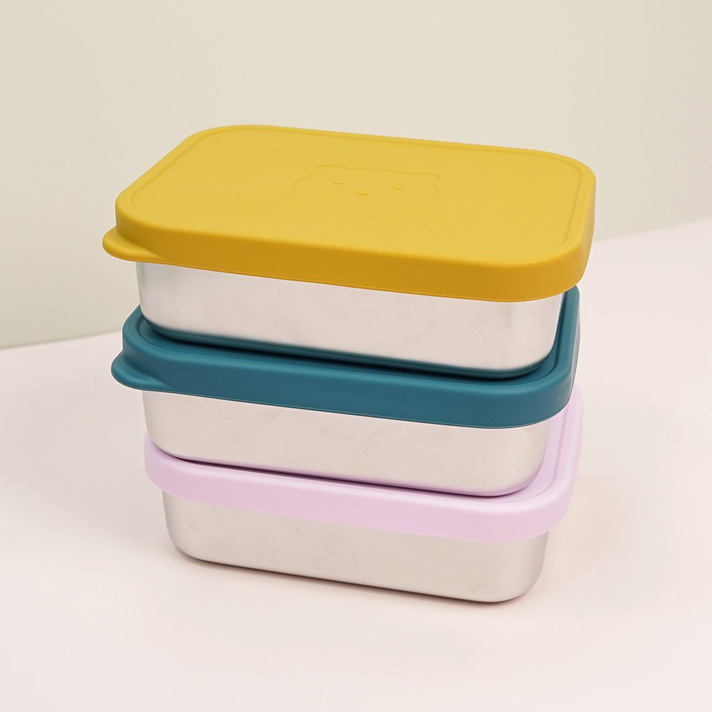 Wholesale 304 Stainless Steel Lunch Box Free Bpa Silicone Lid Eco-Friendly Kids Dishwasher Bento Box Storage