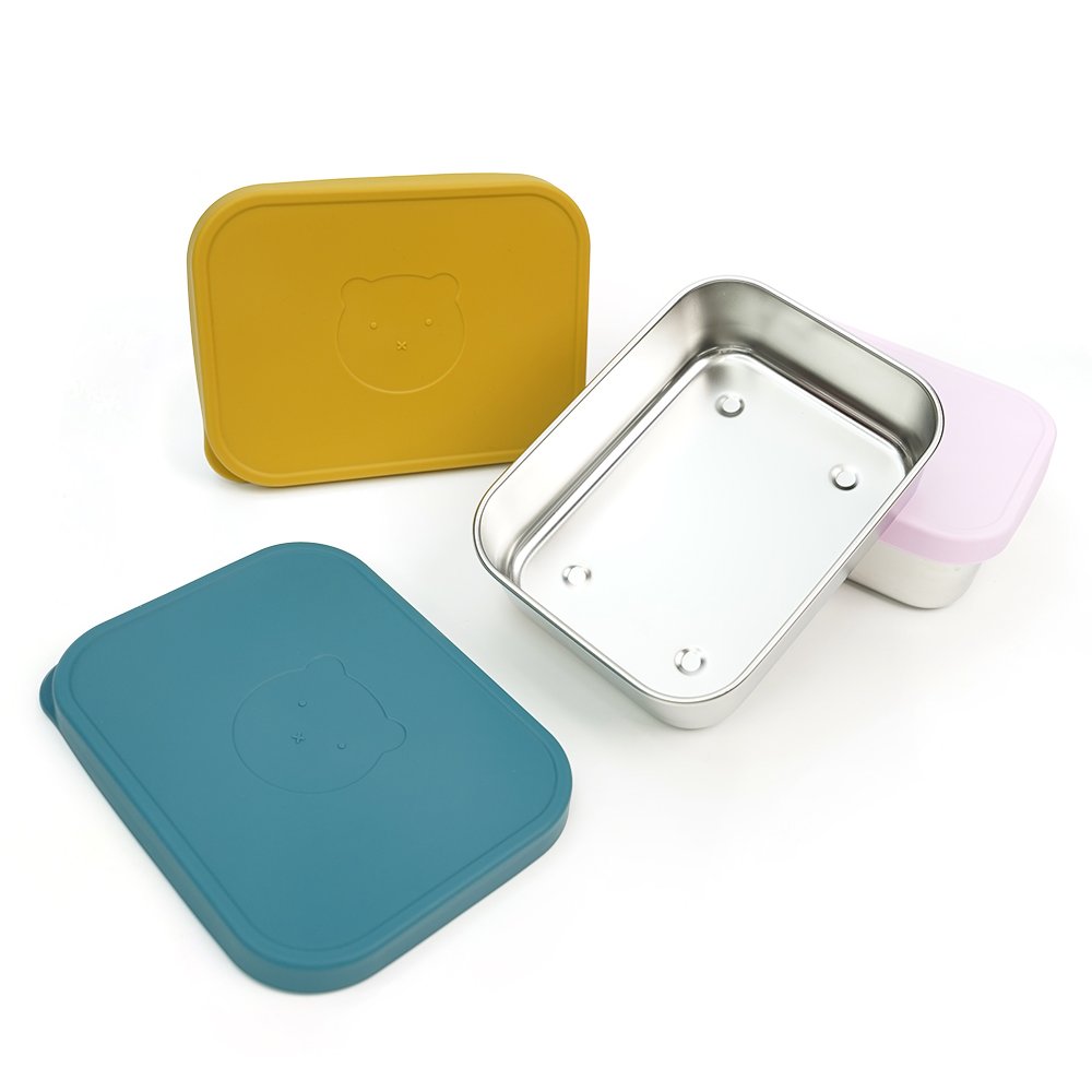Wholesale 304 Stainless Steel Lunch Box Free Bpa Silicone Lid Eco-Friendly Kids Dishwasher Bento Box Storage