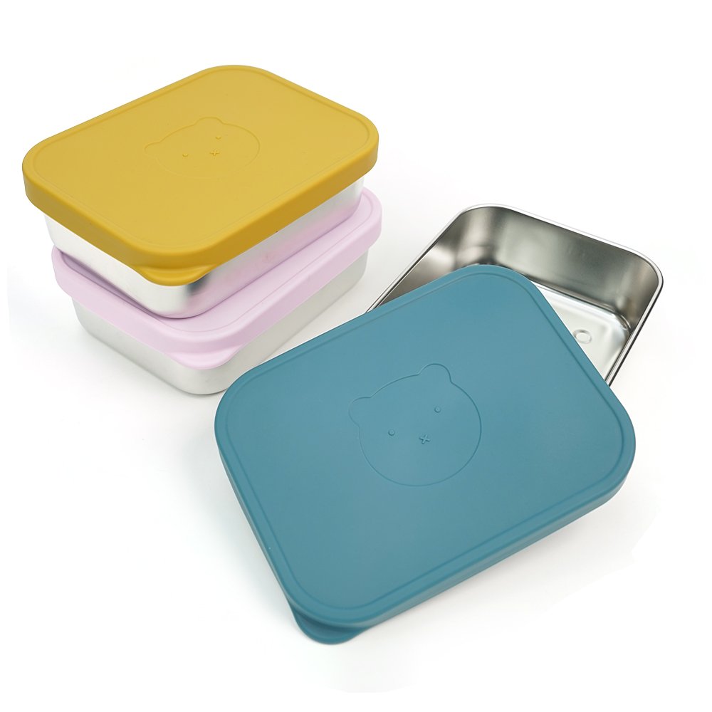 Wholesale 304 Stainless Steel Lunch Box Free Bpa Silicone Lid Eco-Friendly Kids Dishwasher Bento Box Storage
