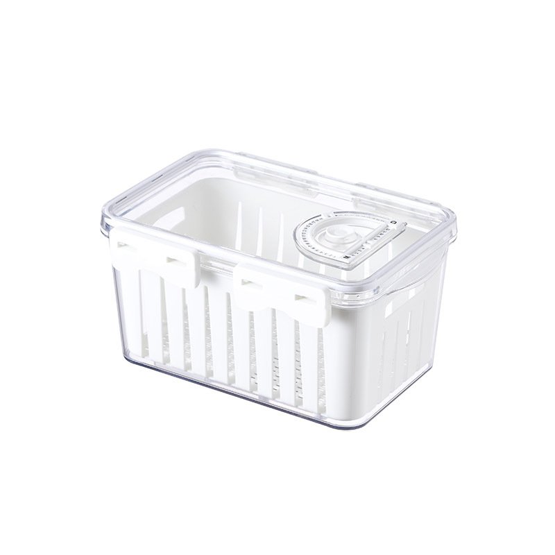 Hot selling PET refrigerator food storage box vegetable storage container fruit storage basket with drain basket for kitchen
