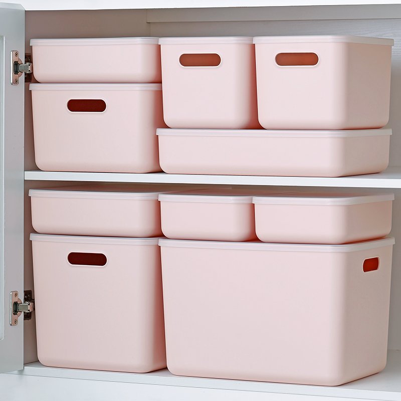 SHIMOYAMA Desk Drawer Pink Plastic Wardrobe Closet Storage Box Stackable Sundries Cube Organizer