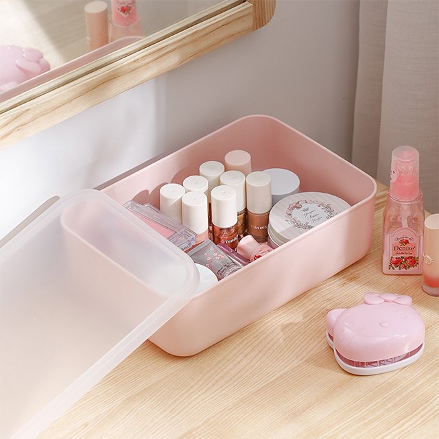 SHIMOYAMA Desk Drawer Pink Plastic Wardrobe Closet Storage Box Stackable Sundries Cube Organizer