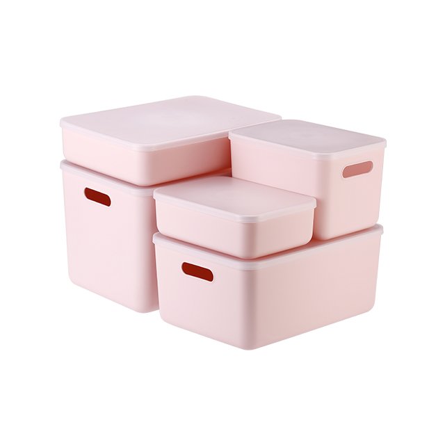 SHIMOYAMA Desk Drawer Pink Plastic Wardrobe Closet Storage Box Stackable Sundries Cube Organizer