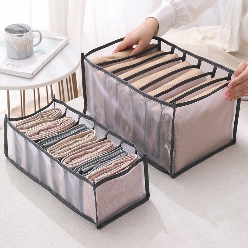 New Nylon Jeans Drawer Underwear Bra Socks Storage Box Foldable Storage Organizer Wardrobe Clothing Storage Bag Divider Closet