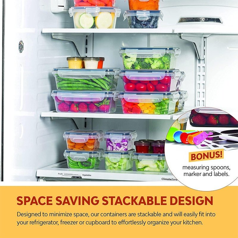 24 Pack Airtight Food Storage Container Set Plastic Food Storage & Container Organizer Lunch Box Set