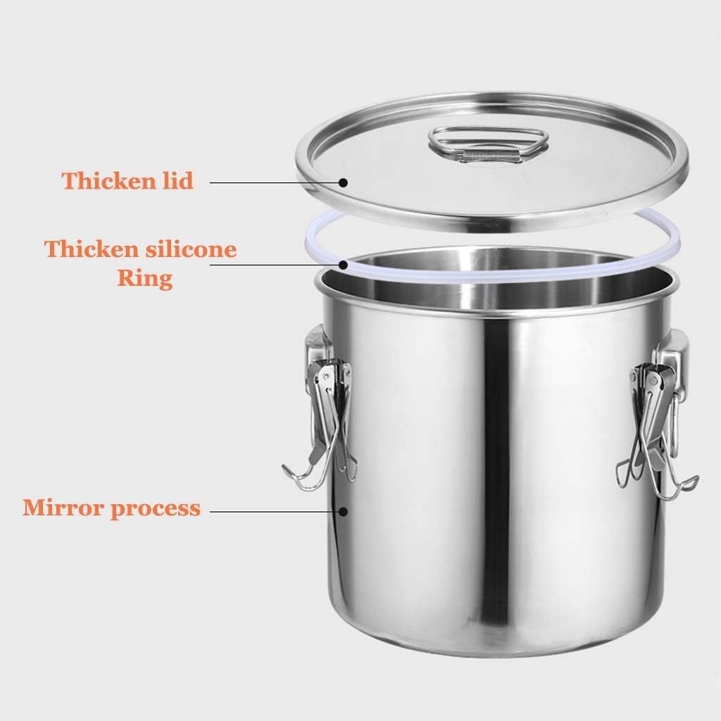 Stainless Steel Barrel 6L to 220L Kitchen Storate Barrel with Lid Leakproof Cereal Storage Container