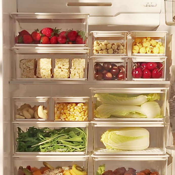 Choice Fun Kitchen Stackable Transparent Fresh-Keeping Refrigerator Fridge Organizer Pet Food Storage Box