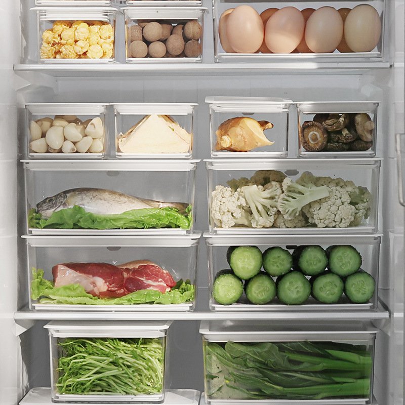 Choice Fun Kitchen Stackable Transparent Fresh-Keeping Refrigerator Fridge Organizer Pet Food Storage Box