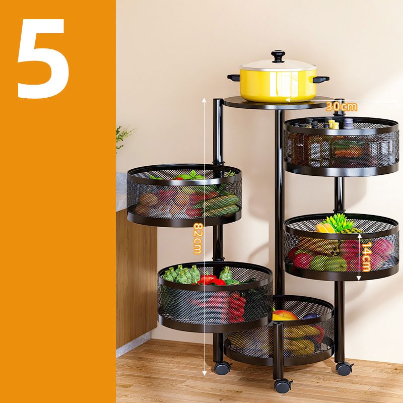 4Th 5Th 3Th Floor Kitchen Storage Shelf Household Kitchen Snack Rotating Cart Storage Rack