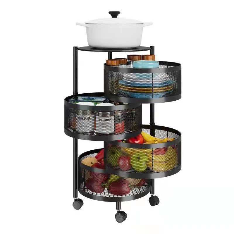 4Th 5Th 3Th Floor Kitchen Storage Shelf Household Kitchen Snack Rotating Cart Storage Rack