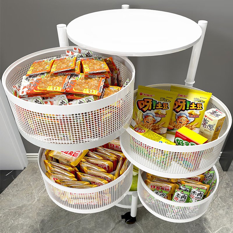 4Th 5Th 3Th Floor Kitchen Storage Shelf Household Kitchen Snack Rotating Cart Storage Rack