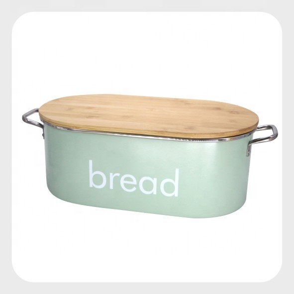 Kitchen Metal Food Storage Container Box Can Bread Bin with Bamboo Lid and 3 Coffee Sugar Tea Canister Set