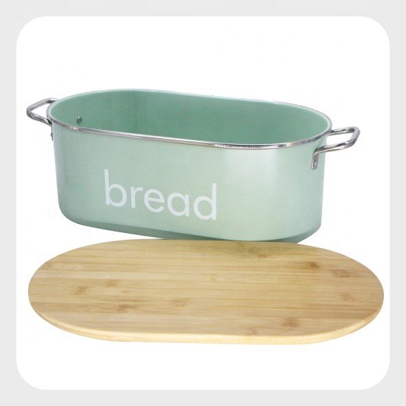 Kitchen Metal Food Storage Container Box Can Bread Bin with Bamboo Lid and 3 Coffee Sugar Tea Canister Set