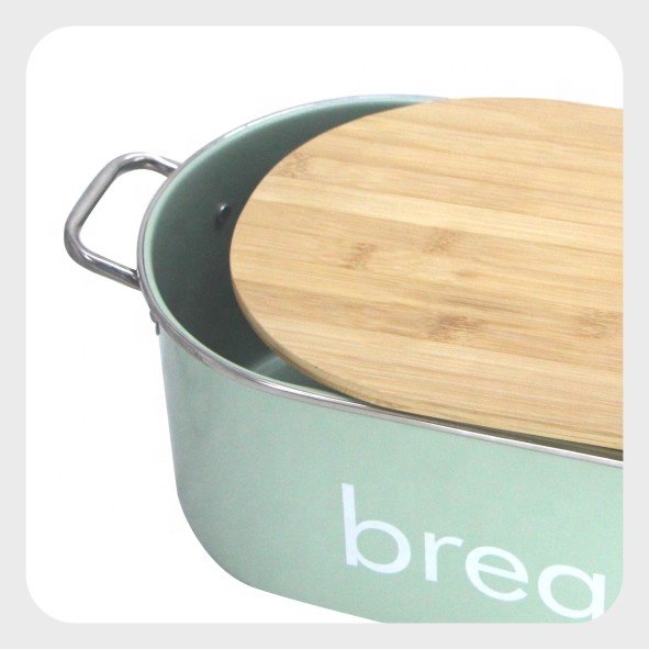 Kitchen Metal Food Storage Container Box Can Bread Bin with Bamboo Lid and 3 Coffee Sugar Tea Canister Set