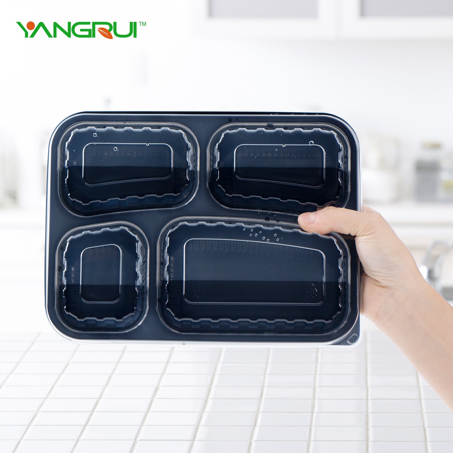 34oz 4 Compartment To Go Bento Boxs Plastic Food Storage Containers With Lids Microawave Safe Meal Prep Containers Reusable
