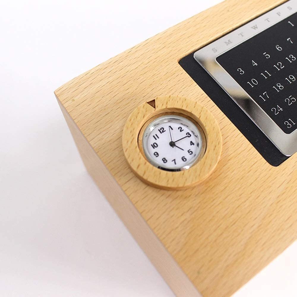 Nordic solid wood calendar pen holder creative fashion desktop multifunctional wooden pen bucket storage for office storage