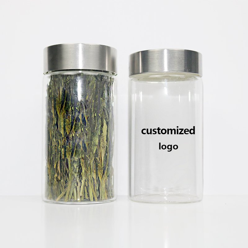 JM Customized OEM Home Kitchen Supplies Transparent Glass Food Stainless Steel Lid Storage Bottle Storage Tank Mason Jars