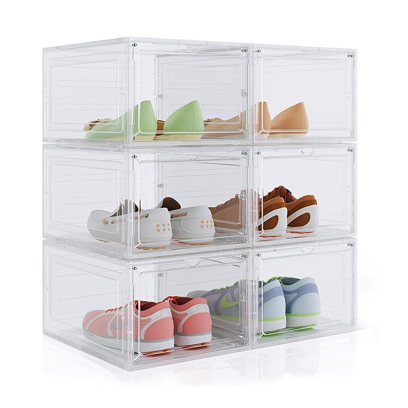 IMODE Factory stackable storage boxes & bins for shoes plastic clear stackable shoe storage box