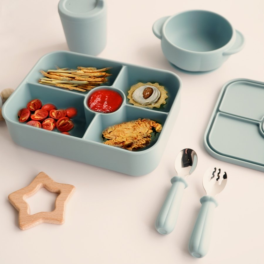 New Kids Products Leakproof Safety and Health Silicone Lunch Bag Bento Box Food Storage Big Box With 5 Compartment