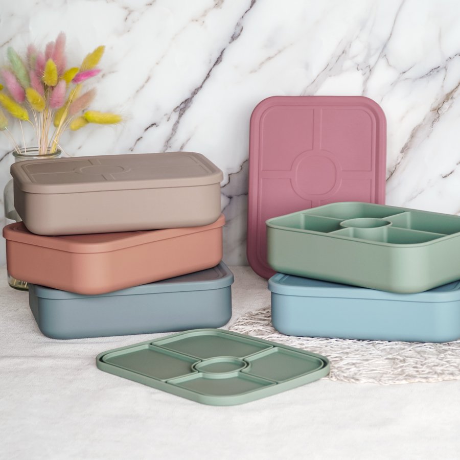 New Kids Products Leakproof Safety and Health Silicone Lunch Bag Bento Box Food Storage Big Box With 5 Compartment