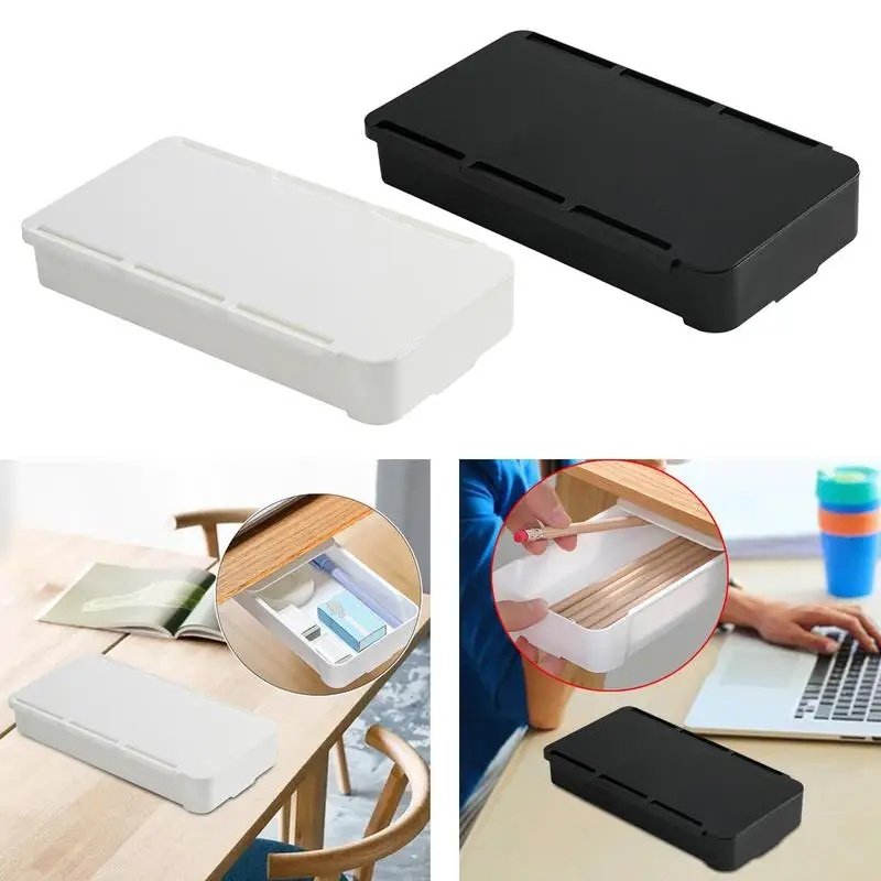 Self Stick Table Storage Drawer Organizer Box Pencil Tray Desk Hidden Under Desk Stand Self-adhesive under-drawer Storage Box