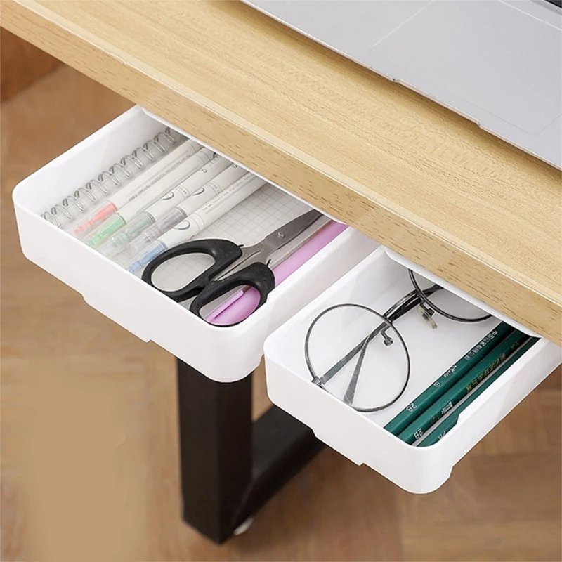 Self Stick Table Storage Drawer Organizer Box Pencil Tray Desk Hidden Under Desk Stand Self-adhesive under-drawer Storage Box