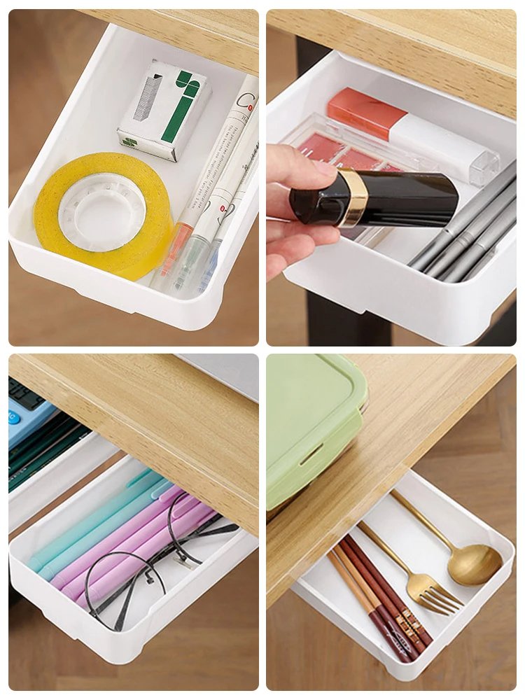 Self Stick Table Storage Drawer Organizer Box Pencil Tray Desk Hidden Under Desk Stand Self-adhesive under-drawer Storage Box