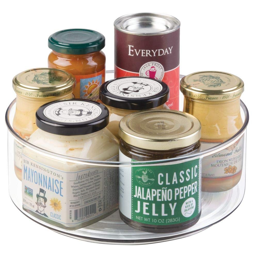 Plastic Round Lazy Susan Rotating Turntable Food Storage Container for Cabinet, Pantry, Refrigerator