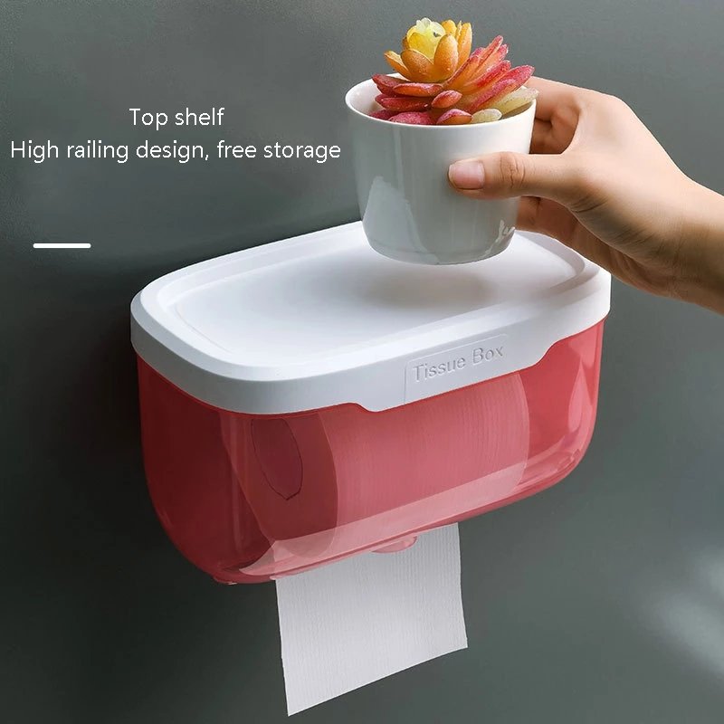 Punch-free Toilet Waterproof Toilet Paper Storage Rack Towel Storage Box Paper Holder Box for Kitchen Bathroom
