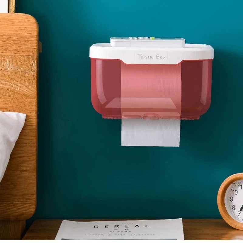 Punch-free Toilet Waterproof Toilet Paper Storage Rack Towel Storage Box Paper Holder Box for Kitchen Bathroom