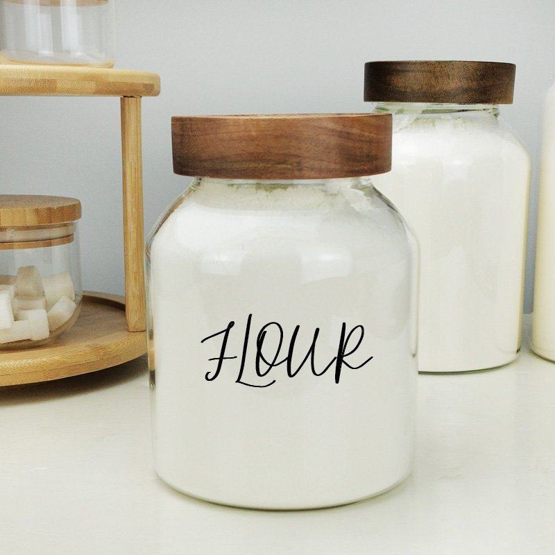 Glass Storage Canisters Container, Cereal Dispenser Jars Large Glass Food Storage Jar With Acacia screw sealed Lid