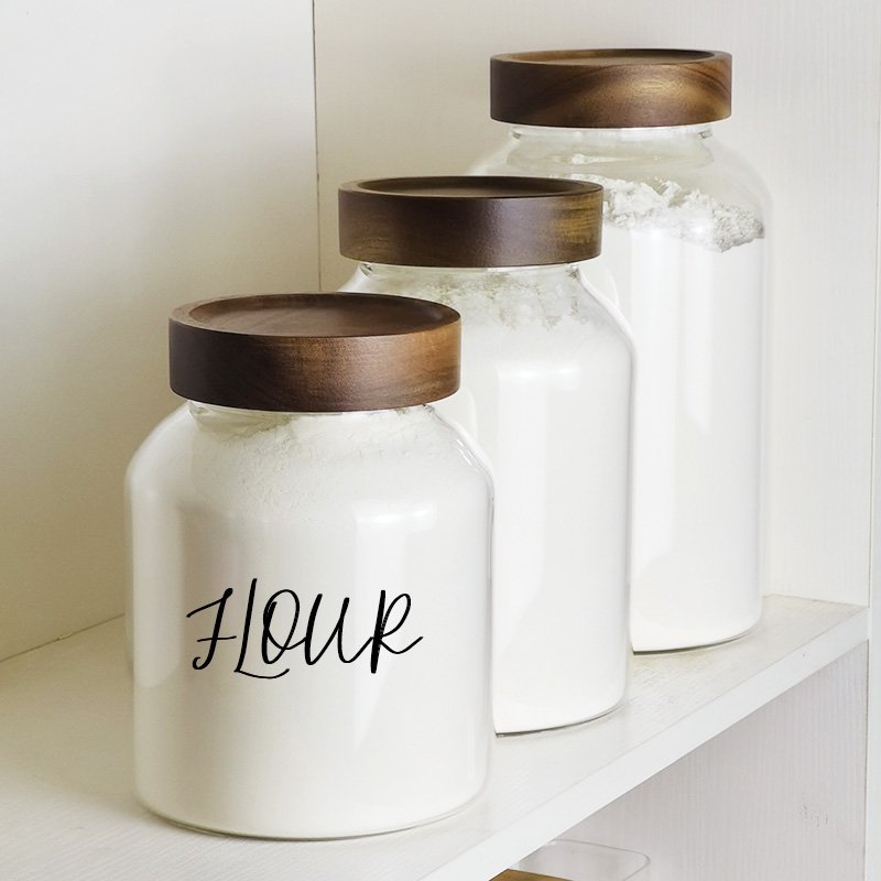 Glass Storage Canisters Container, Cereal Dispenser Jars Large Glass Food Storage Jar With Acacia screw sealed Lid