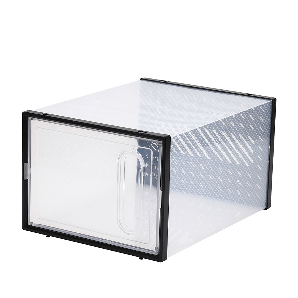 Custom Plastic Sneaker Stackable Shoe Storage Boxes Drop Front Drawer Type Clear Shoe Box