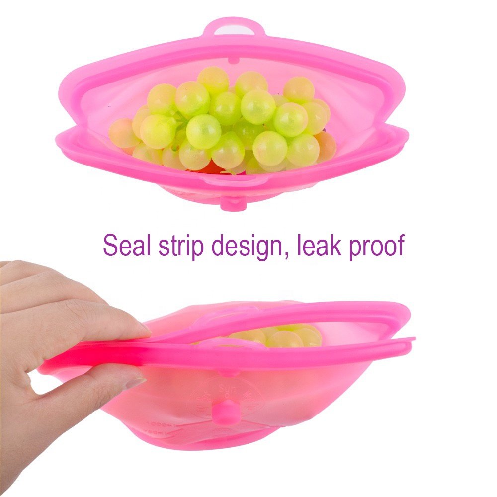 YLX Resealable silicone food storage bags food grade leakproof sealable silicone sandwich ziplock pouch bag reusable for food