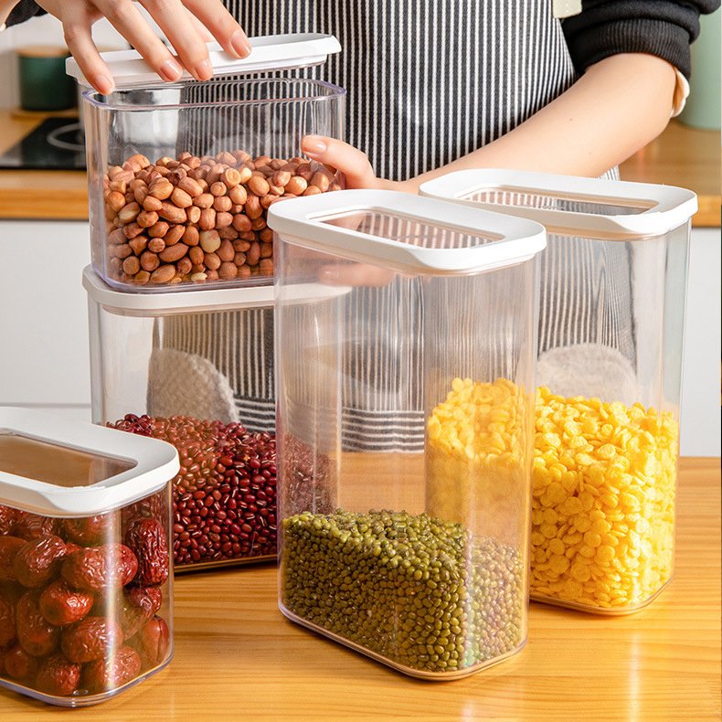 Airtight Kitchen Pantry Organization Food Storage Container Canister BPA Free Plastic Pot Cereal Storage Jar for Cereal Dry Food