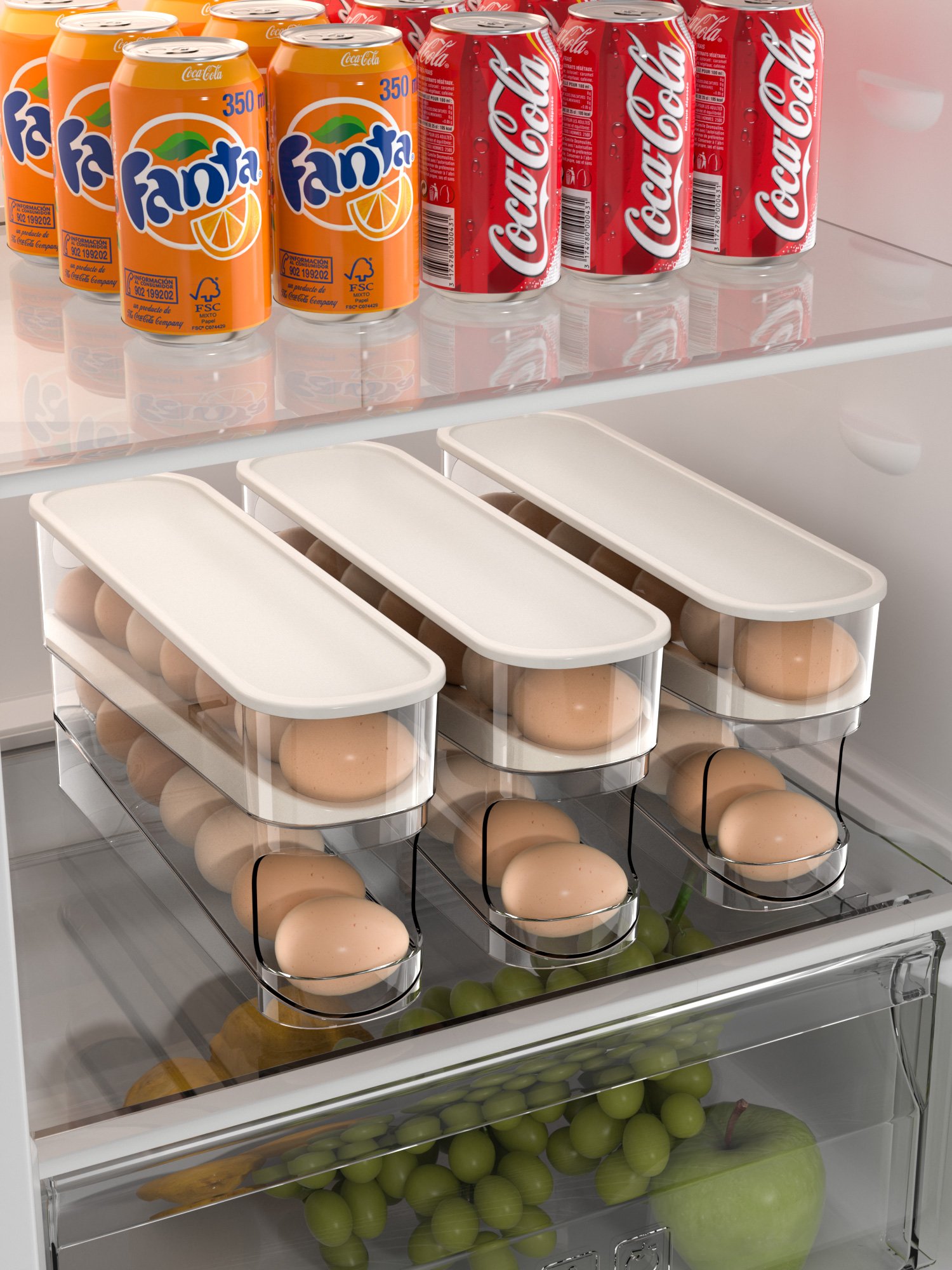 Double Layer Rolling Egg Dispenser And Storage Organizer Container Refrigerator Egg Storage Box