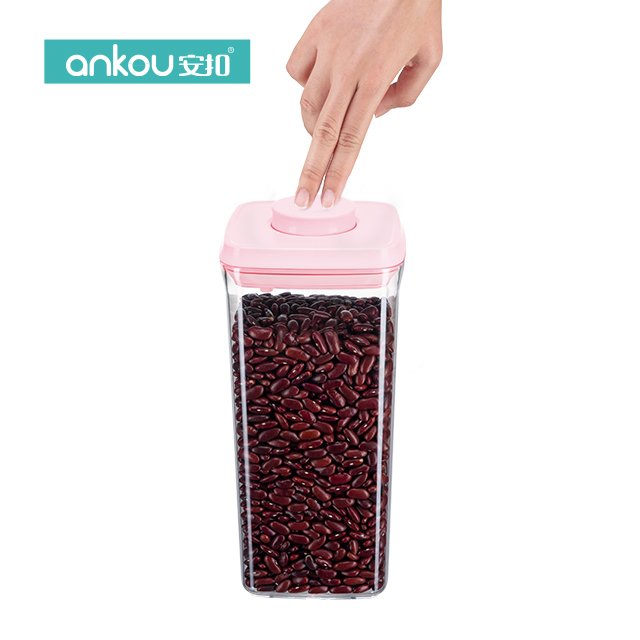 Press Vacuum-Seal Kkitchen Storage Jar Set, Integrated Vacuum Airtight Lid Box Ideal For Coffee Beans Food Snacks Fresh Herbs