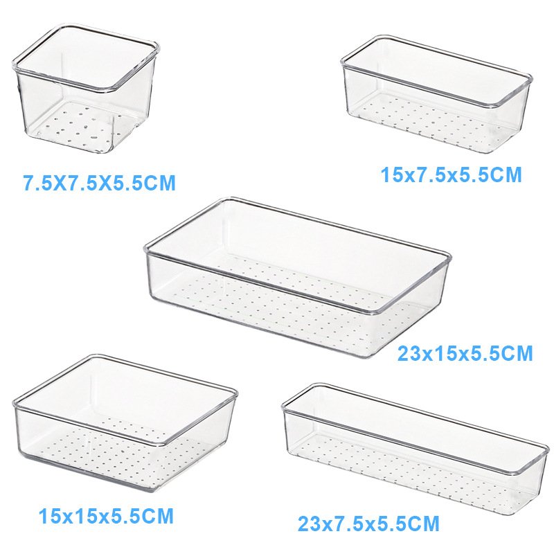 7Pcs Set Factoray Wholesale Clear Plastic Makeup Tool Organizer Drawer Storage Box