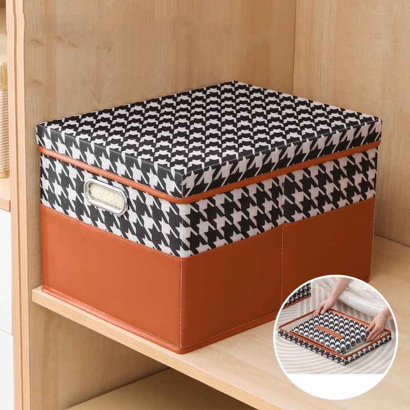 Collapsible Storage Bins with Lids Linen Fabric Foldable Storage Boxes