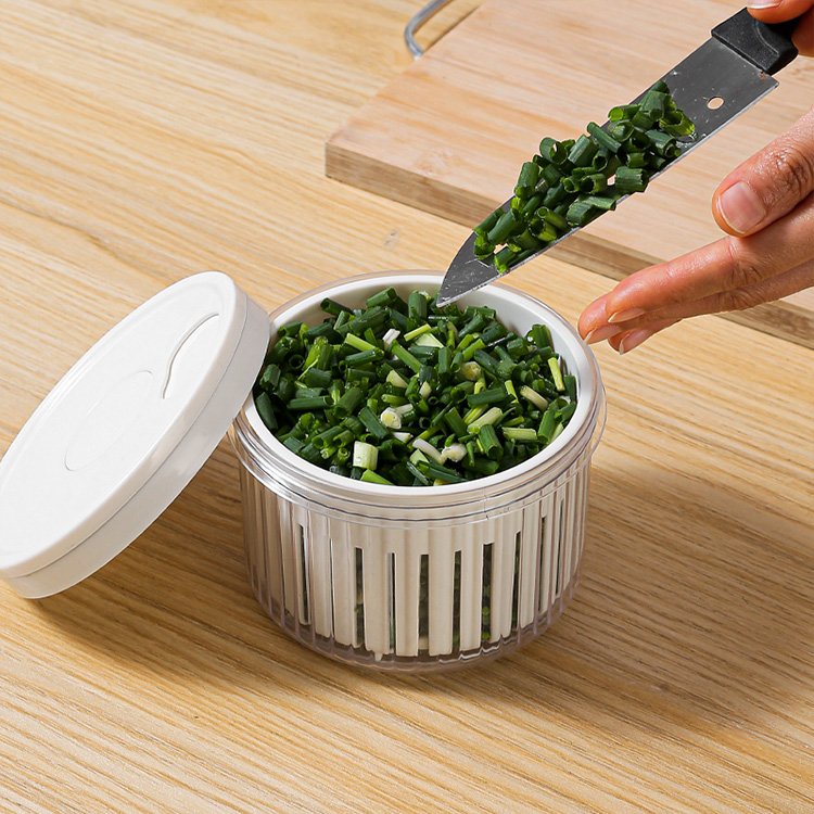 Refrigerator cooking preparation small onion ginger garlic drain basket food storage container with lid