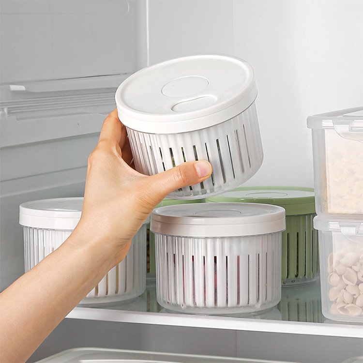 Refrigerator cooking preparation small onion ginger garlic drain basket food storage container with lid