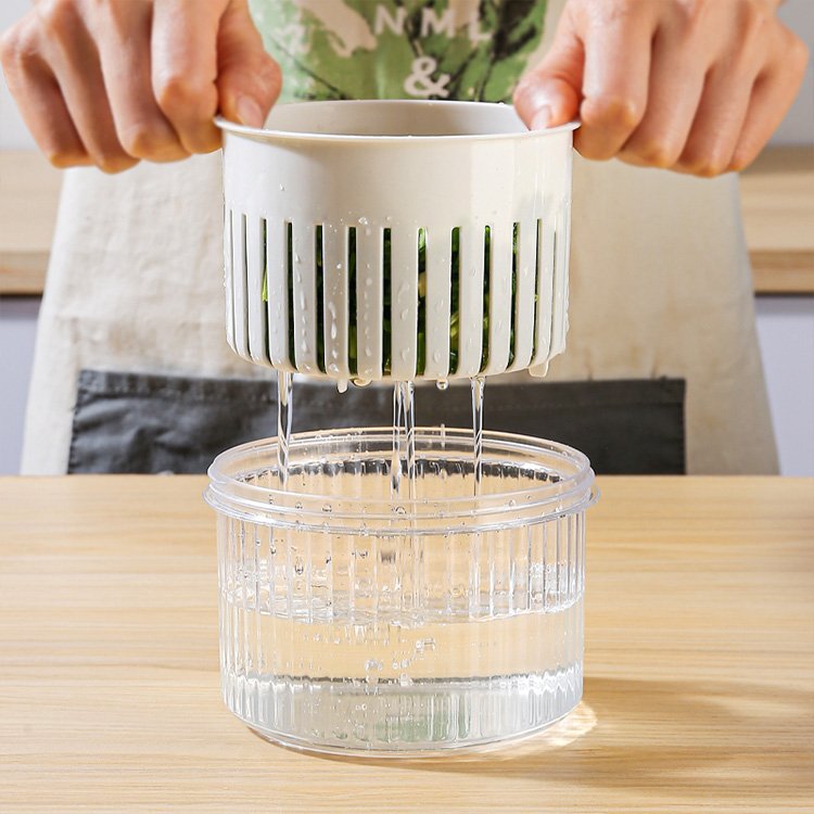 Refrigerator cooking preparation small onion ginger garlic drain basket food storage container with lid