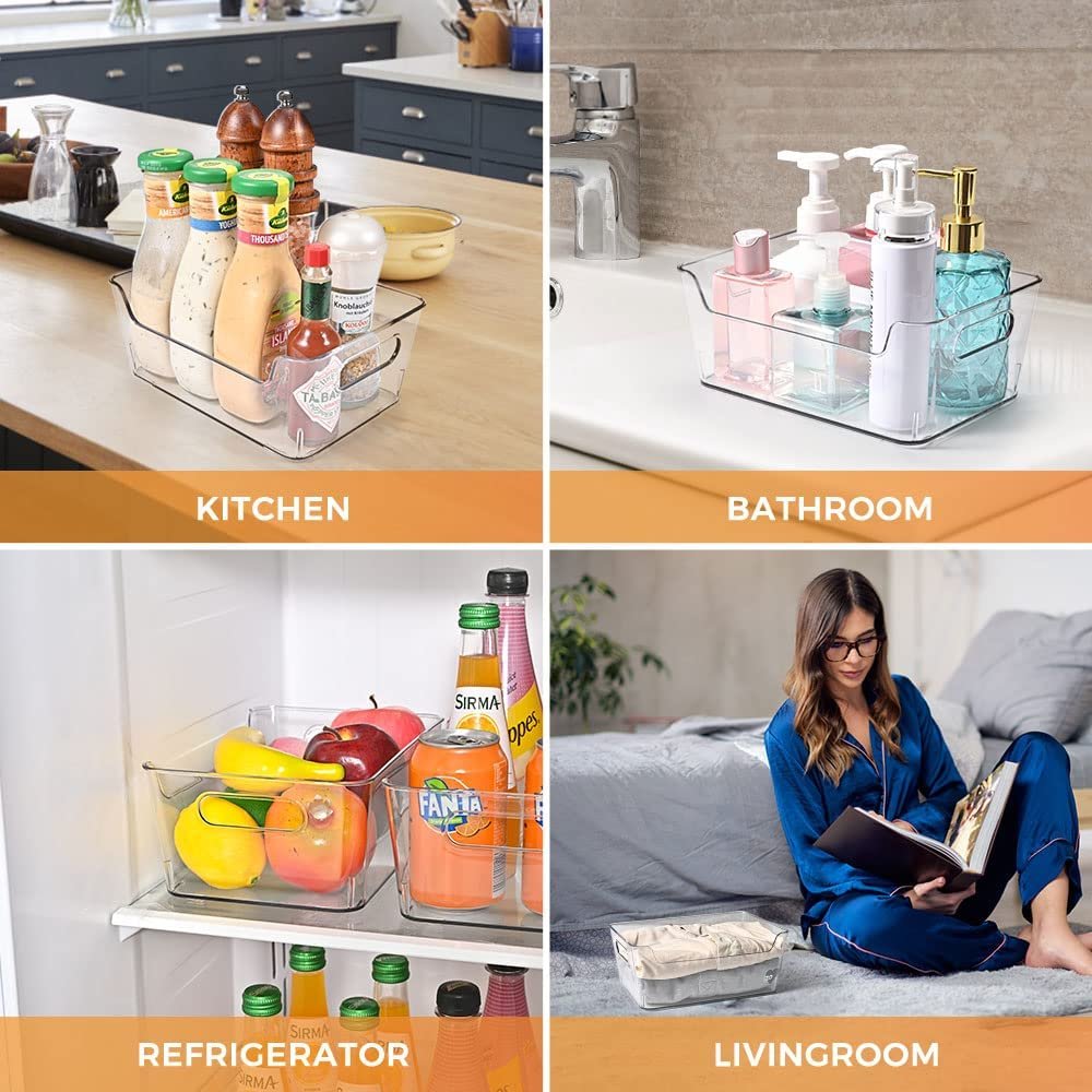 KiMin 6 pcs/set plastic container storage bins refrigerator container set fridge storage box