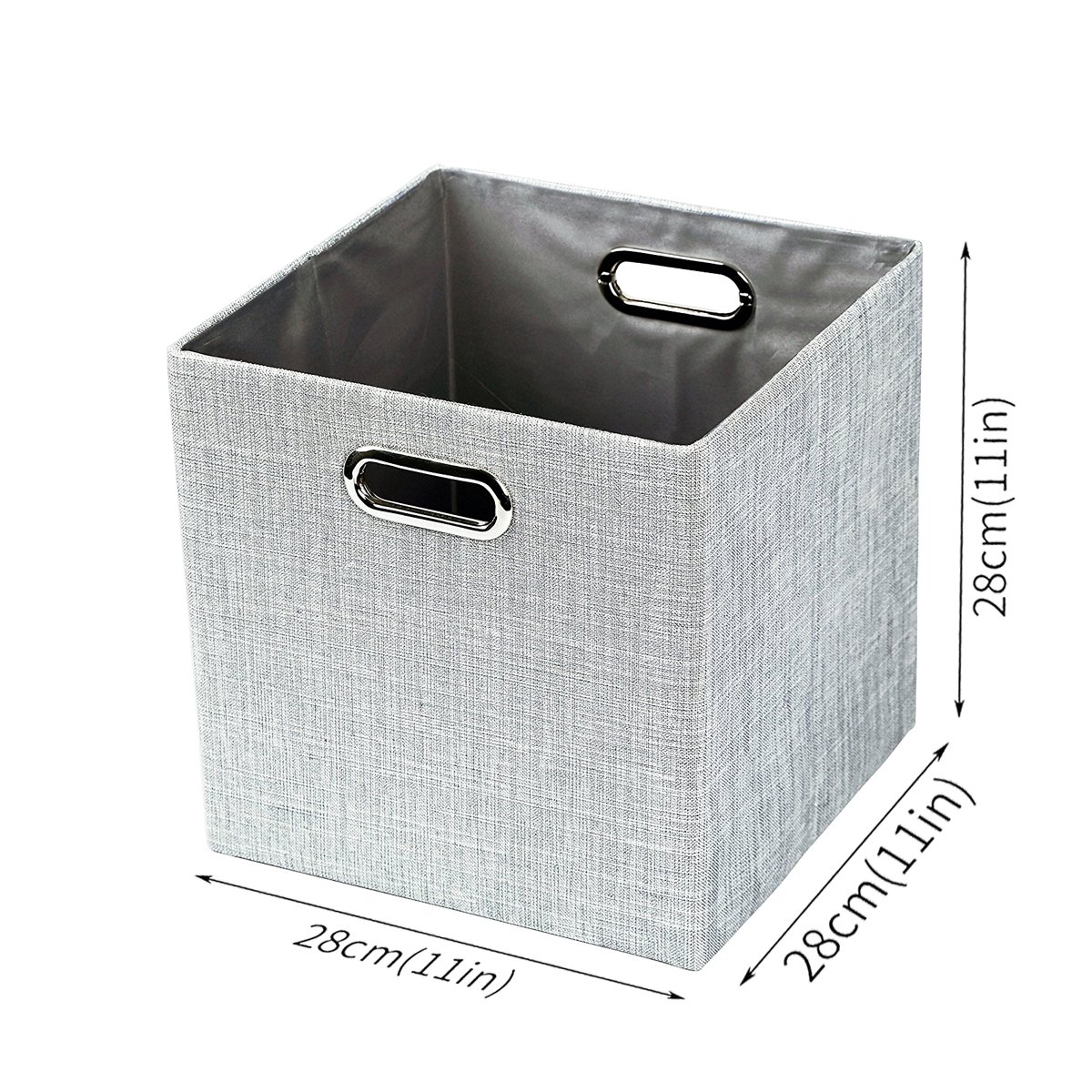 KUYUR Gray Burlap Collapsible Storage Box without Lid, Collapsible Storage Box 12 Foldable Square Clothing Organizer Modern 0.69